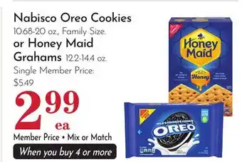 Pavilions Nabisco Oreo Cookies 10.68-20 oz., Family Size. or Honey Maid Grahams 12.2-14.4 oz offer