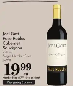 Pavilions Joel Gott Paso Robles Cabernet Sauvignon offer