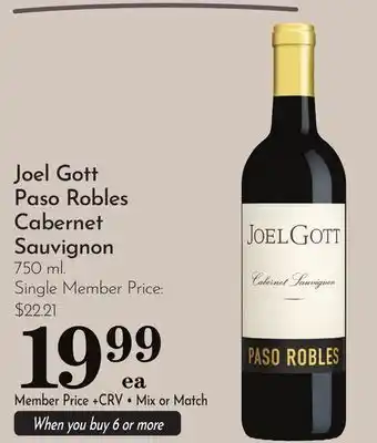 Pavilions Joel Gott Paso Robles Cabernet Sauvignon offer