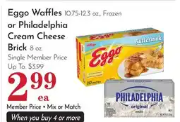 Pavilions Eggo Waffles 10.75-12.3 oz., Frozen or Philadelphia Cream Cheese Brick 8 oz offer