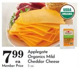 Pavilions Applegate Organics Mild Cheddar Cheese offer