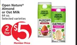Vons Open Nature Almond or Oat Milk offer