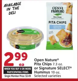 Vons Open Nature Pita Chips 7.3 oz. or Signature SELECT Hummus 10 oz offer