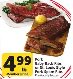 Albertsons Pork Baby Back Ribs or St. Louis Style Pork Spare Ribs offer