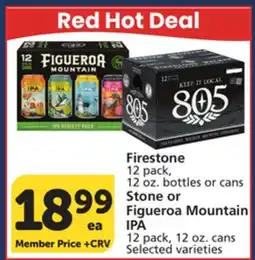 Vons Firestone 12 pack, 12 oz. bottles or cans Stone or Figueroa Mountain IPA 12 pack, 12 oz. cans offer
