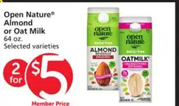 Albertsons Open Nature Almond or Oat Milk offer