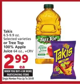 Albertsons Takis 6.5-9.9 oz. Selected varieties or Tree Top 100% Apple Juice 64 oz offer