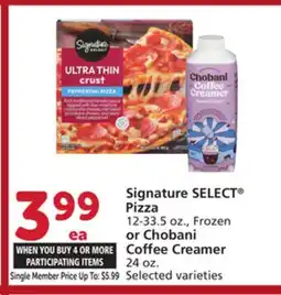 Albertsons Signature SELECT Pizza 12-33.5 oz., Frozen or Chobani Coffee Creamer 24 oz offer