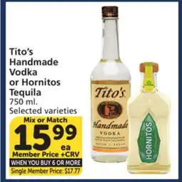 Albertsons Tito's Handmade Vodka or Hornitos Tequila offer
