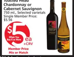 Albertsons Toasted Head Chardonnay or Cabernet Sauvignon offer