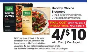 Ralphs Healthy Choice Steamers offer