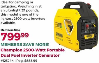 Camping World Champion 2500-Watt Portable Dual Fuel Inverter Generator offer