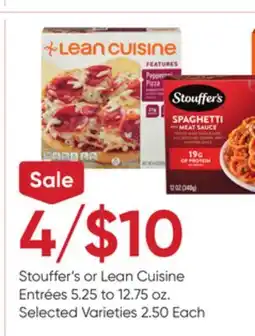 Stater Bros Stouffer's or Lean Cuisine Entrées offer