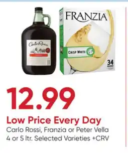 Stater Bros Carlo Rossi, Franzia or Peter Vella offer