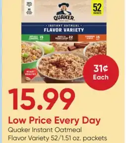 Stater Bros Quaker Instant Oatmeal Flavor Variety offer