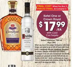 Ralphs Ketel One or Crown Royal offer