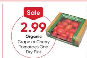 Stater Bros Organic Grape or Cherry Tomatoes One Dry Pint offer