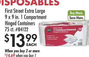 Smart & Final First Street Extra Large 9 x 9 in. 1 Compartment Hinged Containers offer
