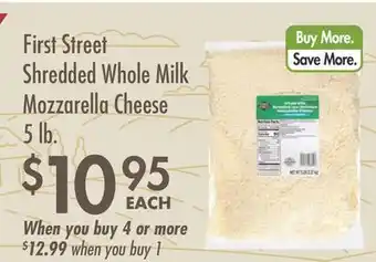 Smart & Final First Street Shredded Whole Milk Mozzarella Cheese offer