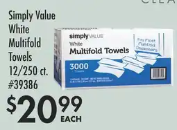 Smart & Final Simply Value White Multifold Towels offer