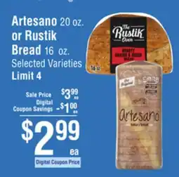 Smart & Final Artesano or Rustik Bread offer