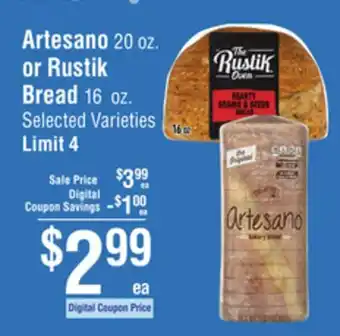 Smart & Final Artesano or Rustik Bread offer
