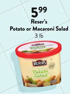 Fresh Thyme Reser's Potato or Macaroni Salad offer