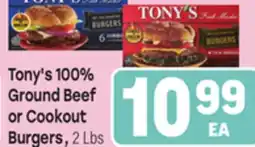 Tony’s Fresh Market Tony's 100% Ground Beef Cookout Burgers offer