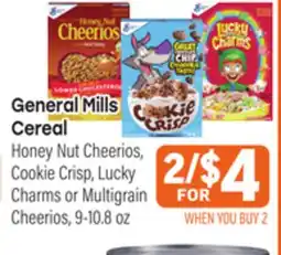 Tony’s Fresh Market General Mills Cereal Honey Nut Cheerios, Cookie Crisp, Lucky Charms or Multigrain Cheerios offer