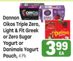 Tony’s Fresh Market Dannon Oikos Triple Zero, Light & Fit Greek or Zero Sugar Yogurt or Danimals Yogurt Pouch offer