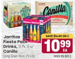Tony’s Fresh Market Jarritos Fiesta Pack Drinks, 12 Pk, 12 oz Canila Long Grain Rice, 12 Lbs offer