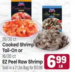 Tony’s Fresh Market 26/30 ct Cooked Shrimp Trail-On or 16/20 ct, EZ Peel Raw Shrimp offer