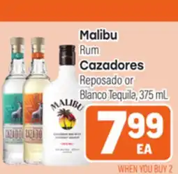 Tony’s Fresh Market Malibu Rum Cazadores Reposado or Blanco Tequila offer