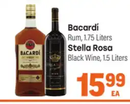 Tony’s Fresh Market Bacardí Rum, 1.75 Liters Stella Rosa Black Wine, 1.5 Liters offer