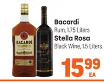 Tony’s Fresh Market Bacardí Rum, 1.75 Liters Stella Rosa Black Wine, 1.5 Liters offer
