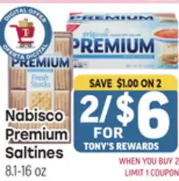 Tony’s Fresh Market Nabisco Premium Saltines offer