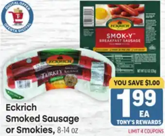 Tony’s Fresh Market Eckrich Smoked Sausage offer