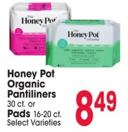 Jewel-Osco Honey Pot Organic Pantiliners 30 ct. or Pads 16-20 ct offer