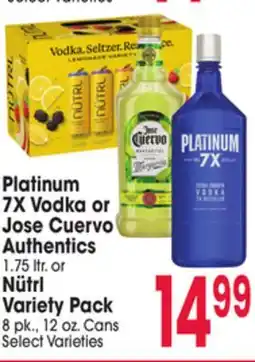 Jewel-Osco Platinum 7X Vodka or Jose Cuervo Authentics 1.75 ltr. or Nütrl Variety Pack 8 pk., 12 oz. Cans offer