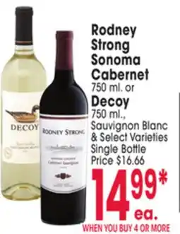 Jewel-Osco Rodney Strong Sonoma Cabernet 750 ml. or Decoy 750 ml., Sauvignon Blanc & Select Varieties offer