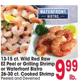 Jewel-Osco 13-15 ct. Wild Red Raw EZ Peel or Grilling Shrimp or Waterfront Bistro 26-30 ct. Cooked Shrimp offer