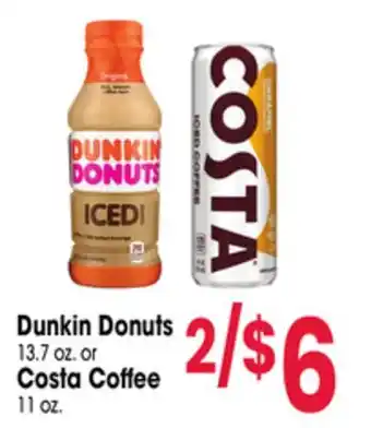 Jewel-Osco Dunkin Donuts 13.7 oz. or Costa Coffee 11 oz offer