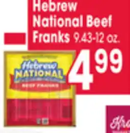 Jewel-Osco Hebrew National Beef Franks offer