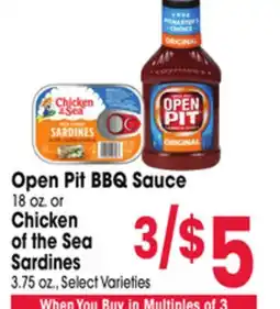 Jewel-Osco Open Pit BBQ Sauce 18 oz. or Chicken of the Sea Sardines 3.75 oz offer