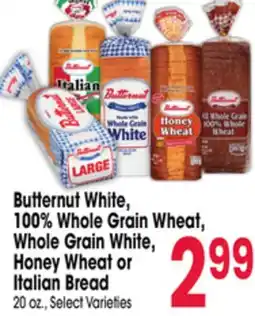 Jewel-Osco Butternut White, 100% Whole Grain Wheat, Grain White, Honey Wheat or Italian Bread offer