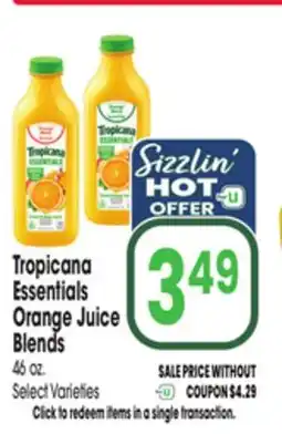 Jewel-Osco Tropicana Essentials Orange Juice Blends offer