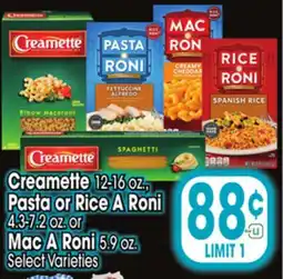 Jewel-Osco Creamette 12-16 oz., Pasta or Rice A Roni 4.3-7.2 oz. or Mac A Roni 5.9 oz offer