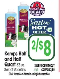 Jewel-Osco Kemps Half and Half Quart offer