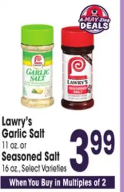 Jewel-Osco Lawry's Garlic Salt 11 oz. or Seasoned Salt 16 oz offer