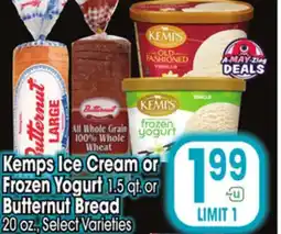 Jewel-Osco Kemps Ice Cream or Frozen Yogurt 1.5 qt. or Butternut Bread 20 oz offer